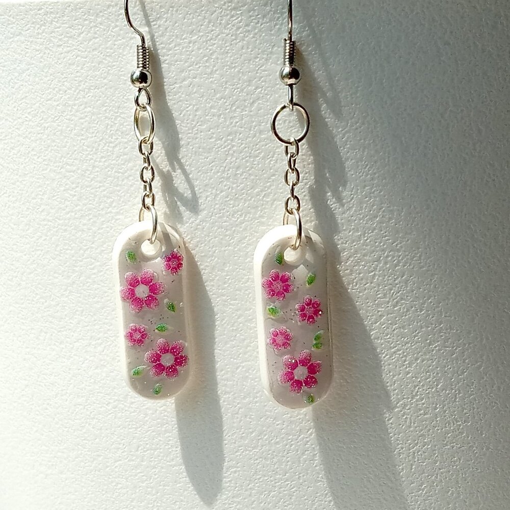 Handmade Pink Flower Earrings